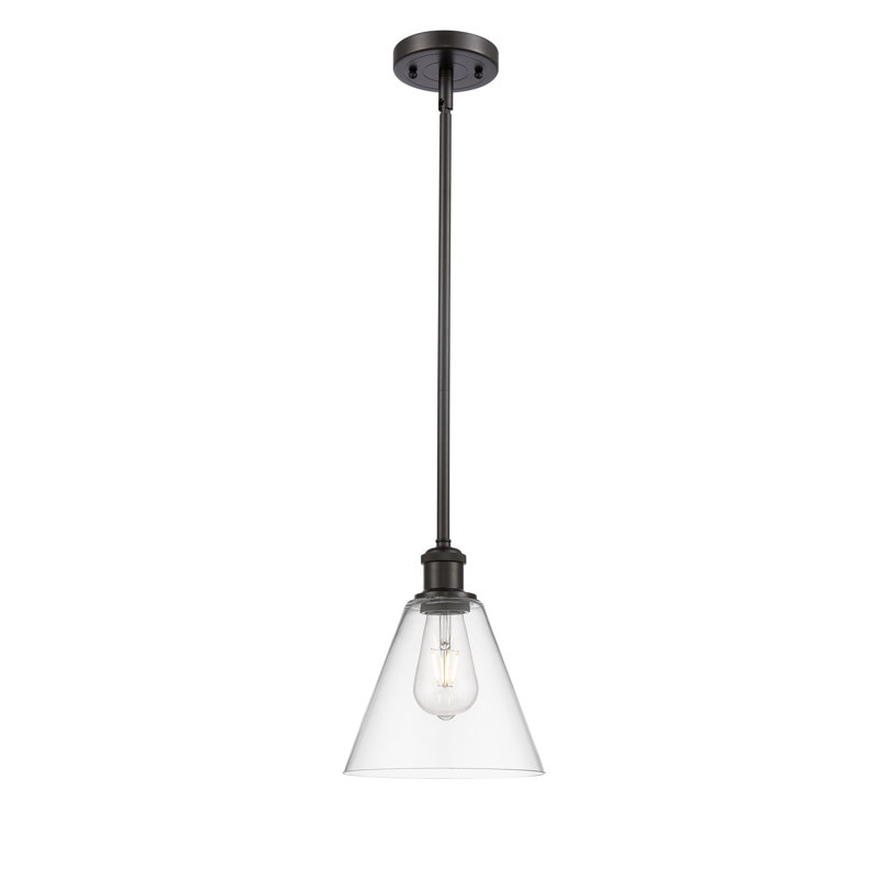 Luminaire suspendu sphérique à 1 lumière Allean, Transparent, H 42,75 po x l 8 po x P 8 po, Bronze huilé