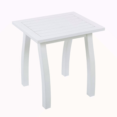 Acacia Wood Accent Side Table In PU, Weather-Resistant Rectangular End Table For Patio, Garden, Lawn, And Living Room