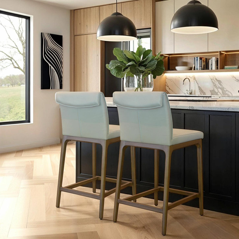 Keler Leather Counter Stool, Ivory