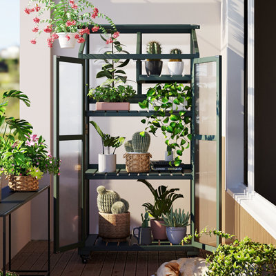 Grande serre intérieure extérieure avec roues amovibles et étagère à plantes réglable, 62 tablettes portatives