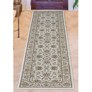 Majestic Rome Traditional Oriental Floral Wide Border Ivory/Gray Indoor Area Rug Runner