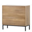 Buffet 31,5, armoire de rangement décorative avec 2 portes en rotin, crédence