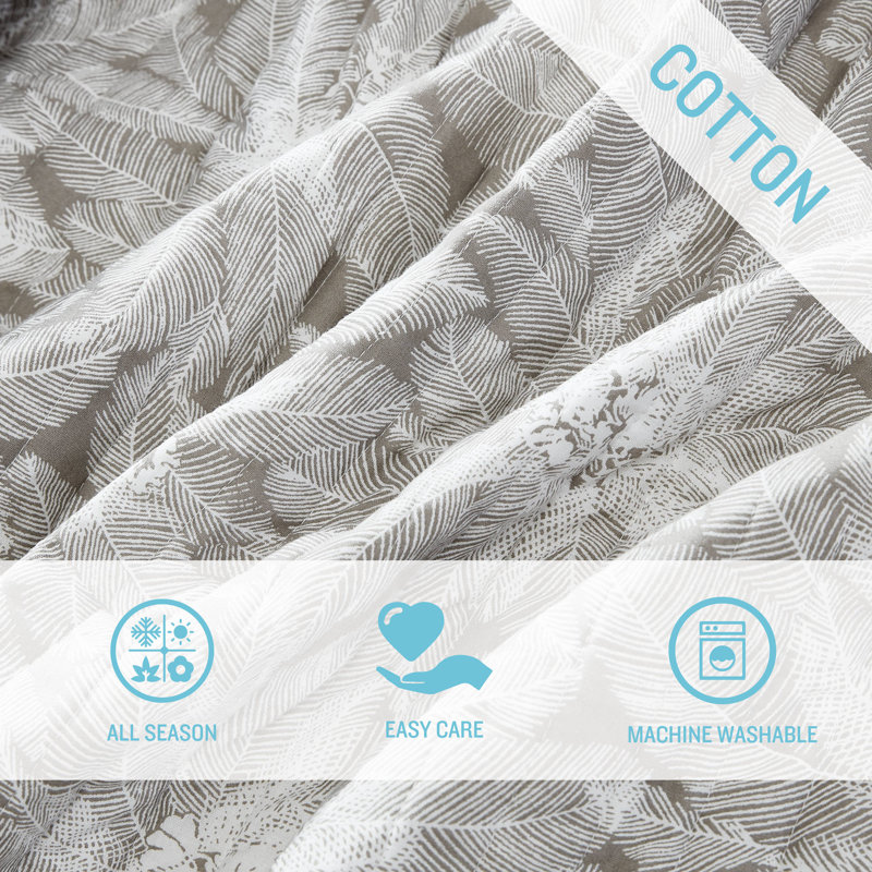 Makena Twin Brown Cotton Reversible Quilt Set