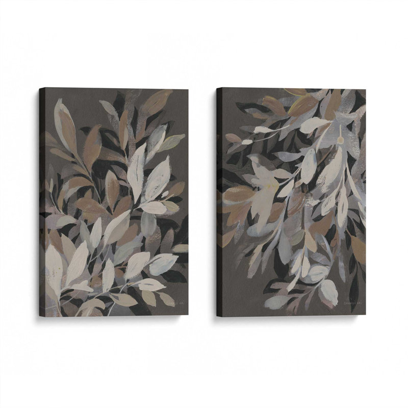 «Midnight Petal Dance», ensemble de 2 impressions sur toile, Toile tendue, H 36 po x l 48 po, Toile tendue