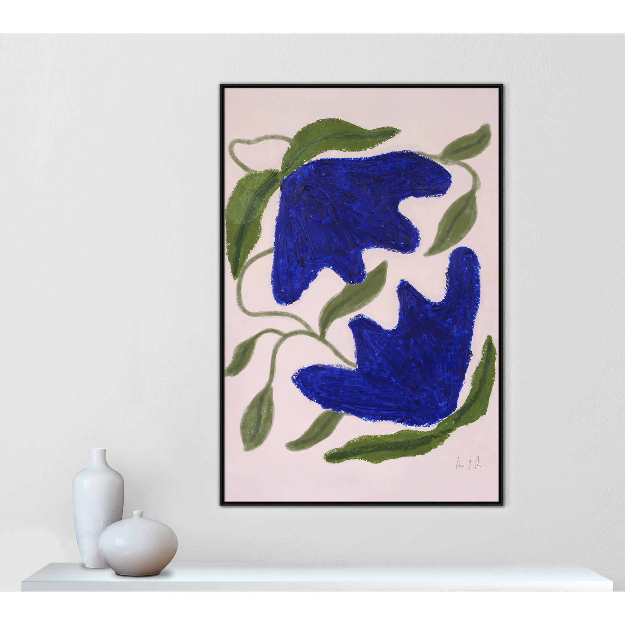 Blue Anemones No. 02 Print by Camilla Bergqvist, Espresso, 61.5" H x 41.5" W