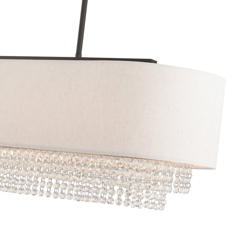 Claudelle 5 - Light Dimmable Kitchen Island Square / Rectangle Chandelier, English Bronze, Oatmeal