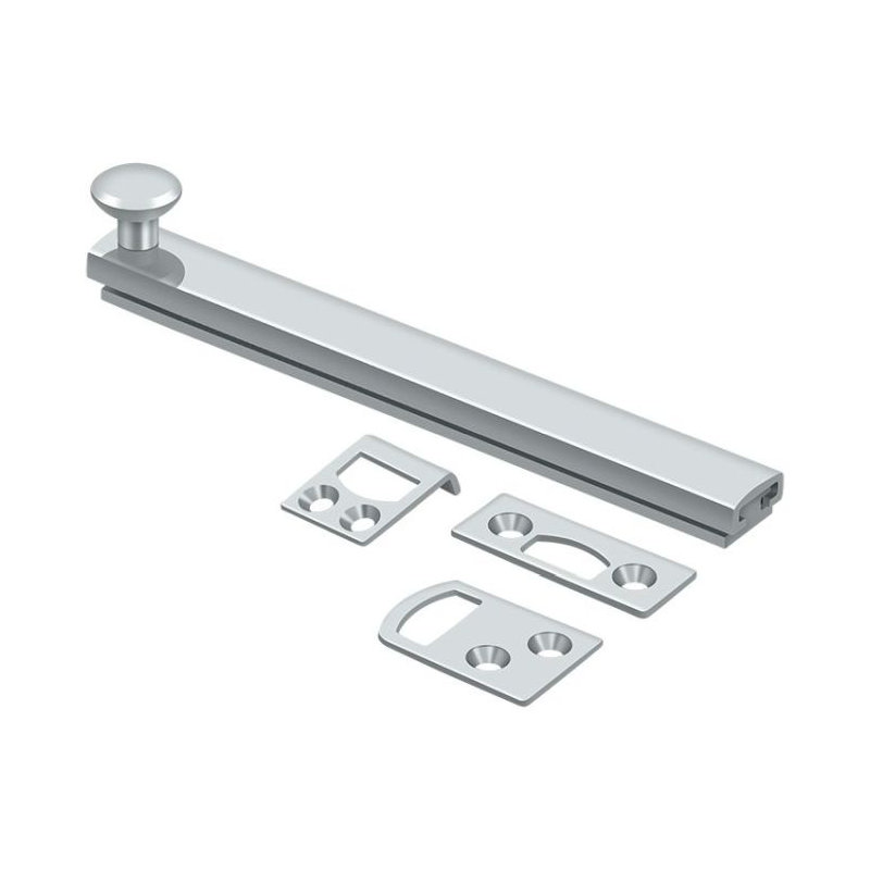 Brass Latch/Catch/Bolt, Polished Chrome, 1.9375" H x 6" W x 1.5625" D