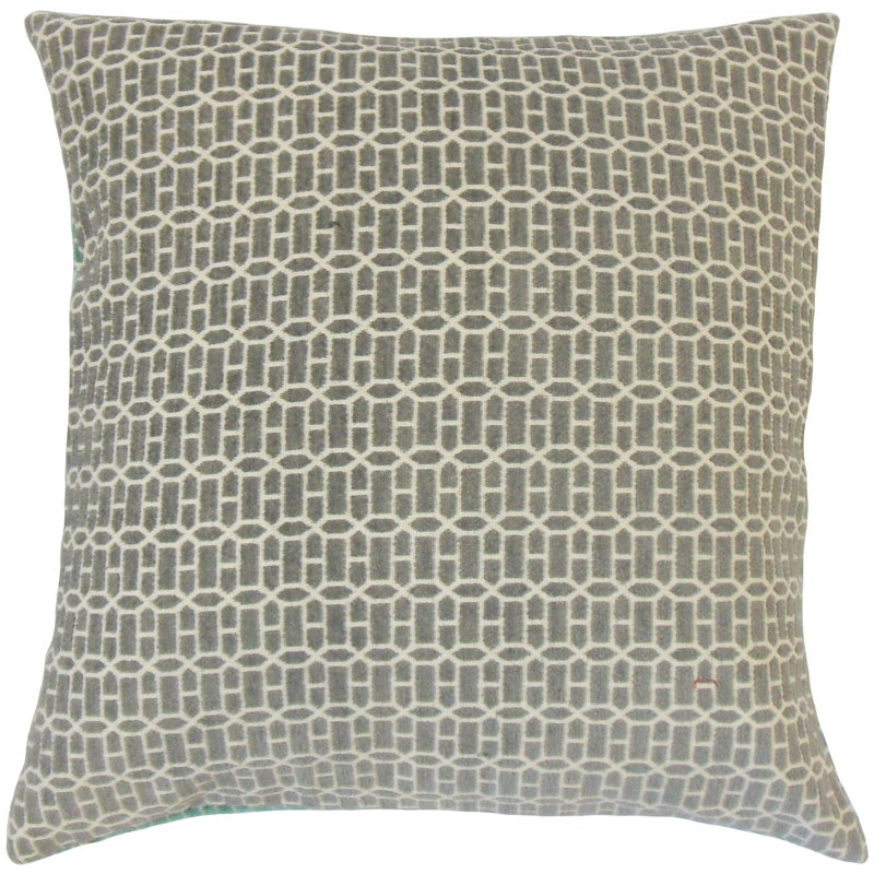Coussin décoratif géométrique, 18 po x 18 po, Gris, Pas de bourre