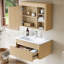 Ensemble de meuble-lavabo mural simple 30 po avec armoire à pharmacie et tiroirs de rangement à fermeture en douceur Fredson, chêne naturel, facile à assembler