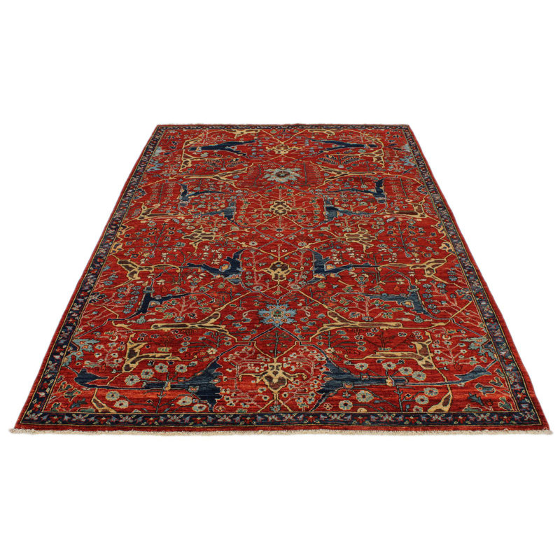 Tapis traditionnel rouille et bleu marine 5 x 8