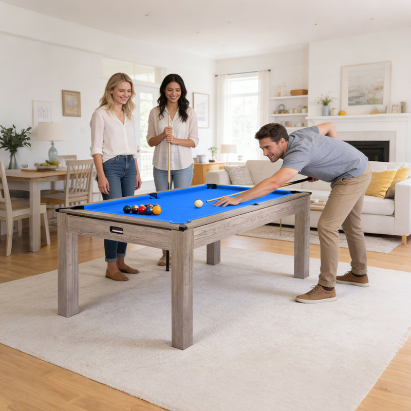 Table de billard 7 pieds avec table de billard 84 pouces pour salle de jeux, salon ou bureau, Bleu