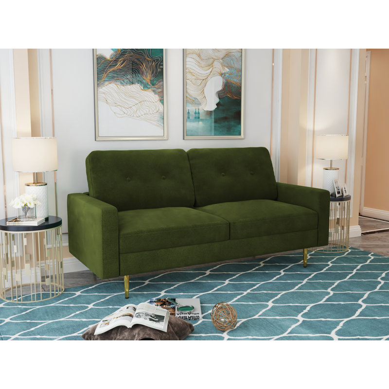 70'' Velvet Sofa, Olive Green