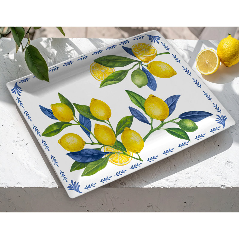 Plateau de service rectangulaire en mélamine Lemon Orchard - jaune - 20 po x 14 po