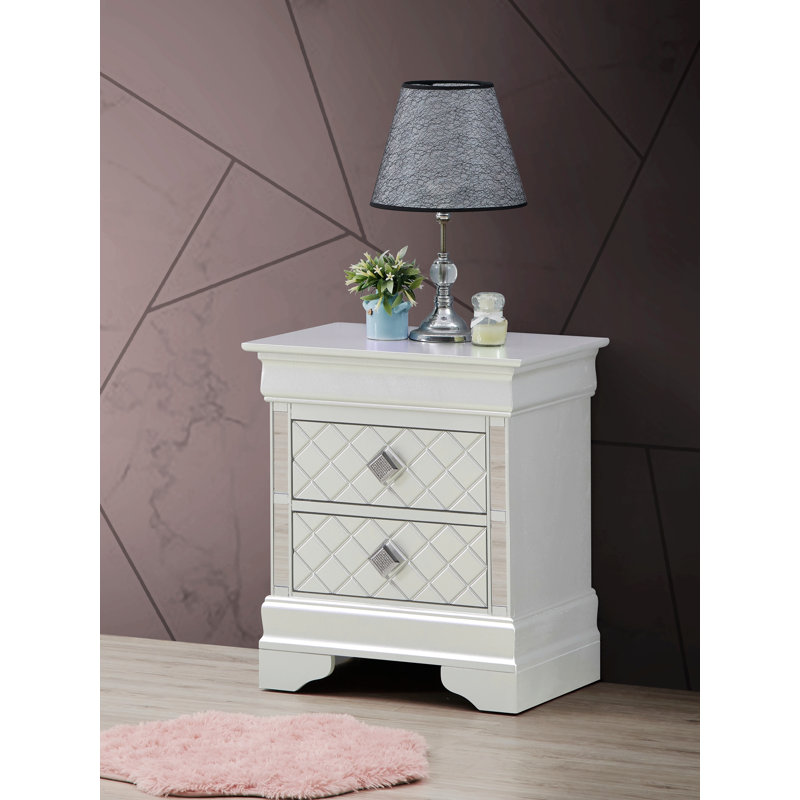 Table de chevet 2 tiroirs Katricia, Beige
