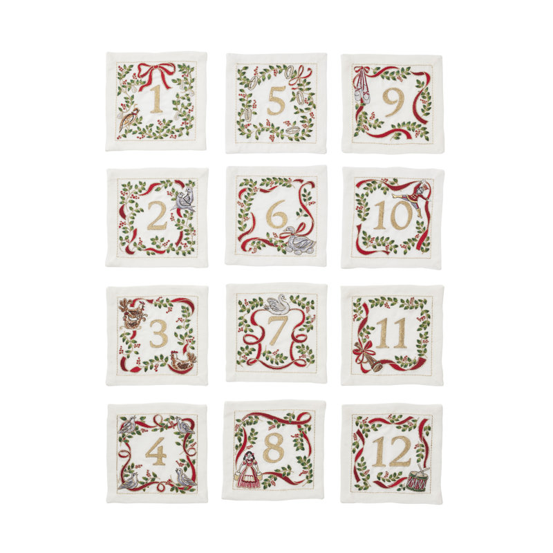 Xmas Carol 12-Piece Cocktail Napkin Set
