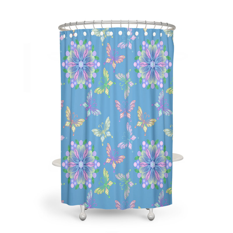 Rideau de douche simple Bracco, Bleu, H 93 po x l 70 po x P 6 po