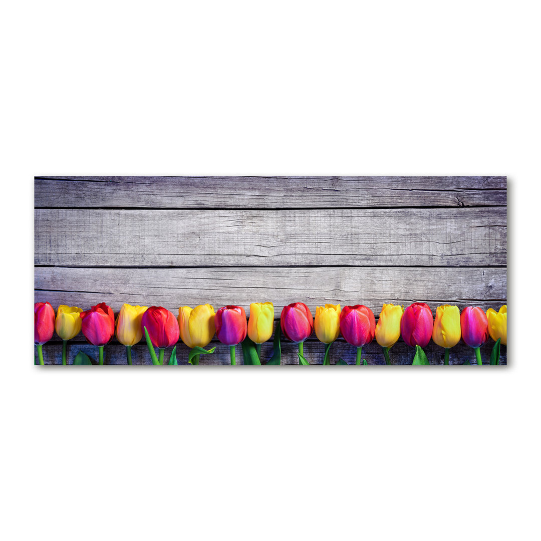 Tulpen auf Leinwand das Holz - Ungerahmte Fotografie auf Leinwand