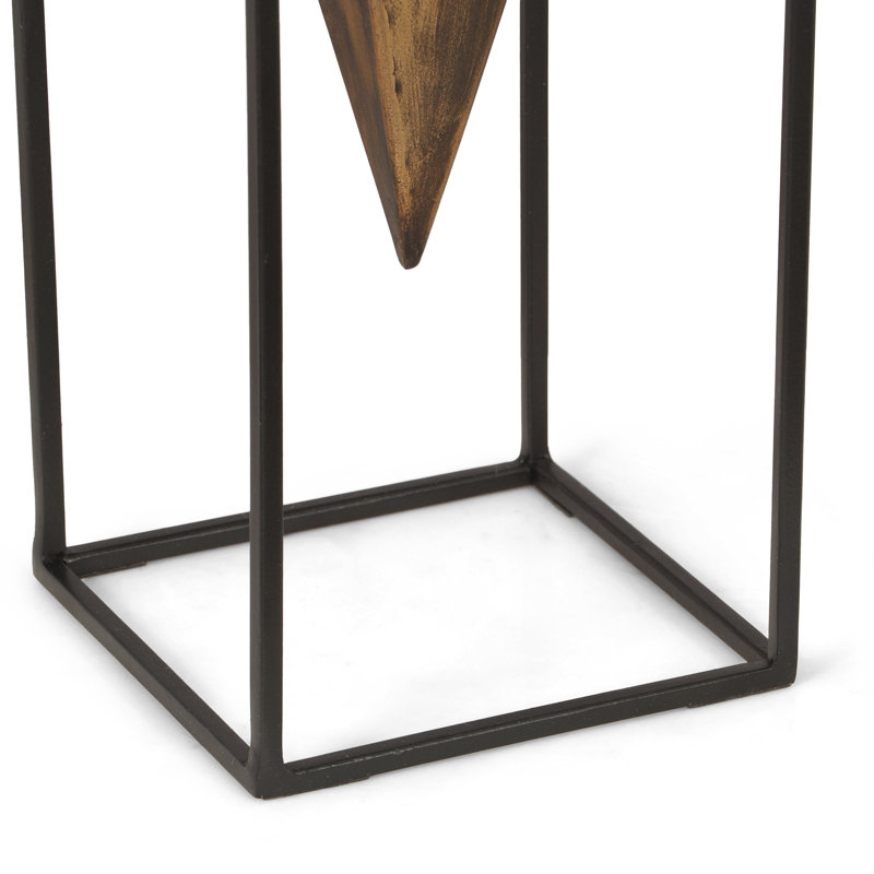 Ensemble de 2 vases de table en métal 2 pièces, H 14,5 po x l 5,5 po x P 5,5 po, Brun