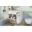 Meuble-lavabo de 36 po avec lavabo en résine, meuble-lavabo moderne, armoire de rangement avec porte à fermeture en douceur et porte rabattable