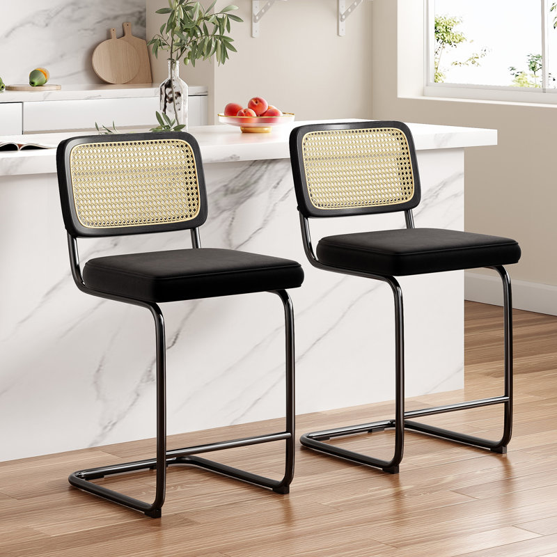 Tabouret Baumgartner, Tabouret de comptoir (siège d'une hauteur de 24 p, Noir, Noir