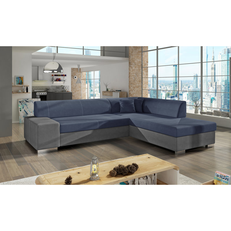 Cienna 4 Seater Sofa Bed, Right Hand Facing, Blue/Grey