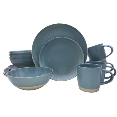 Canvas Home Shell Bisque Porcelain 16 Piece Dinnerware Set, Service for 4
