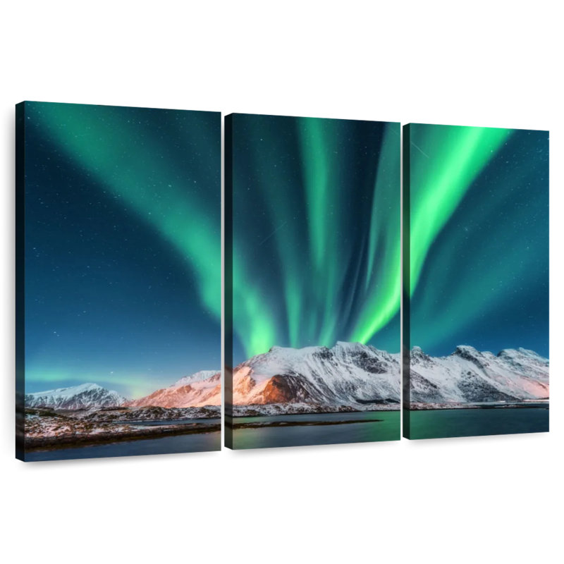 Alvord Lofoten Mountain Northern Lights, H 48 po x l 74 po