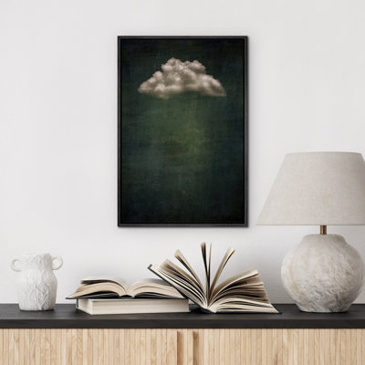 Oeuvre de décoration murale pastel vert pastel bleu marine abstrait ciel moderne minimaliste relaxant