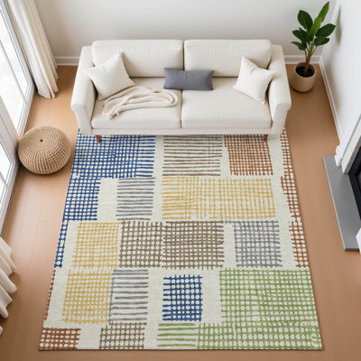 Tapis géométrique lavable à la machine de qualité supérieure Pinkston