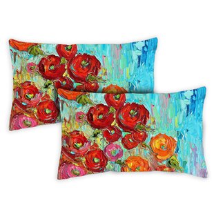 Fabulous Flowers 12 X 19 Inch Outdoor Pillow Case, Set Of 2 (Set of 2)