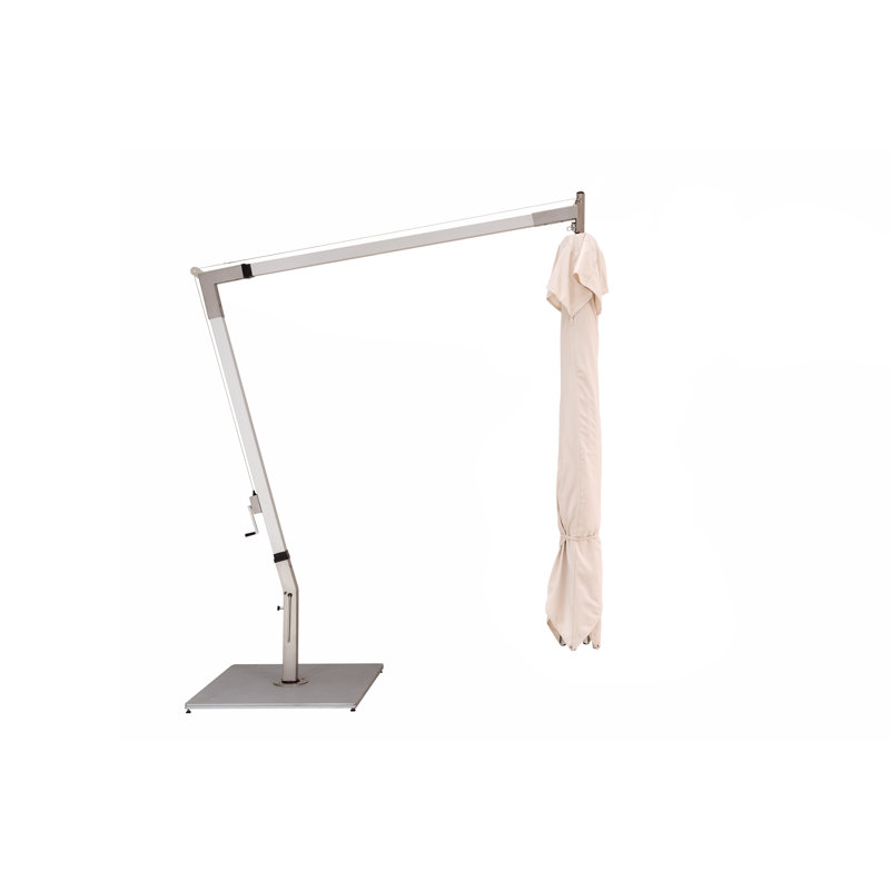 Pendulum 11.5' Square Cantilever Umbrella, Natural, Double Stack Plate - Large