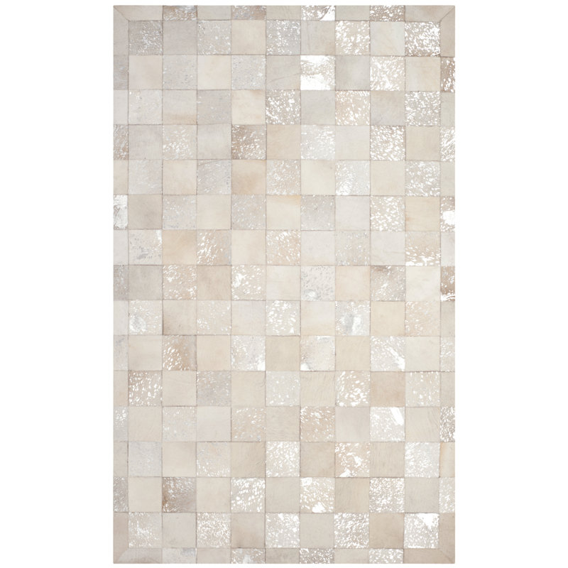 Tapis géométrique en cuir tissé à la main Bremner Studio, Rectangle 8 pi x 10 pi