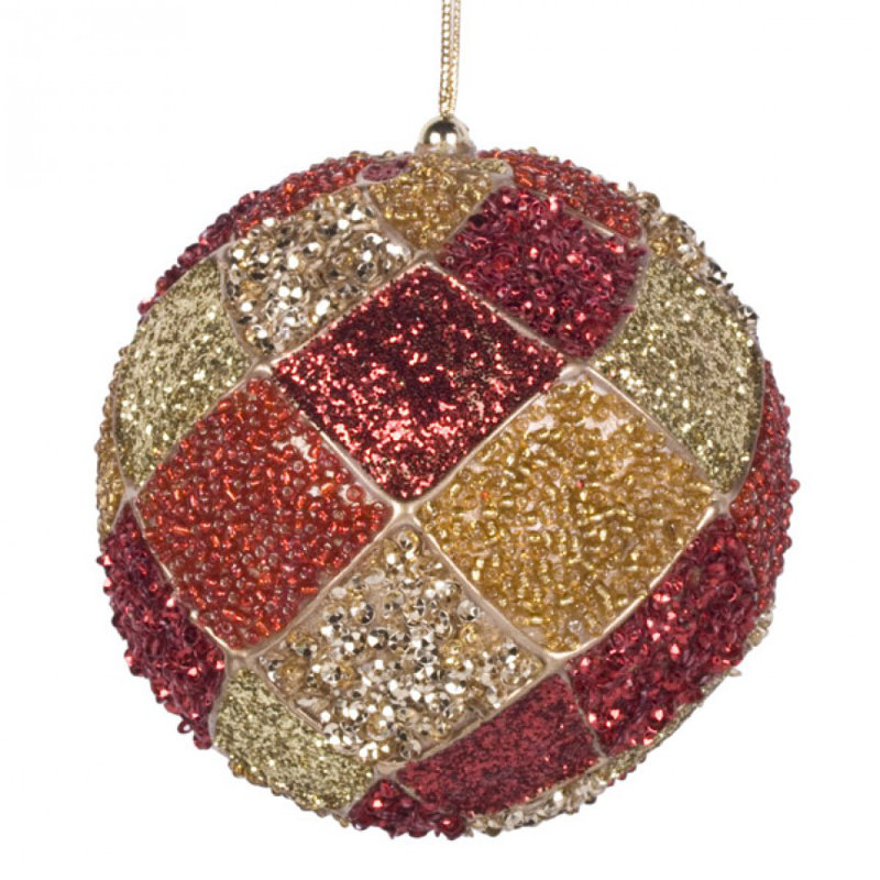 10cm Bauble, Red / Gold