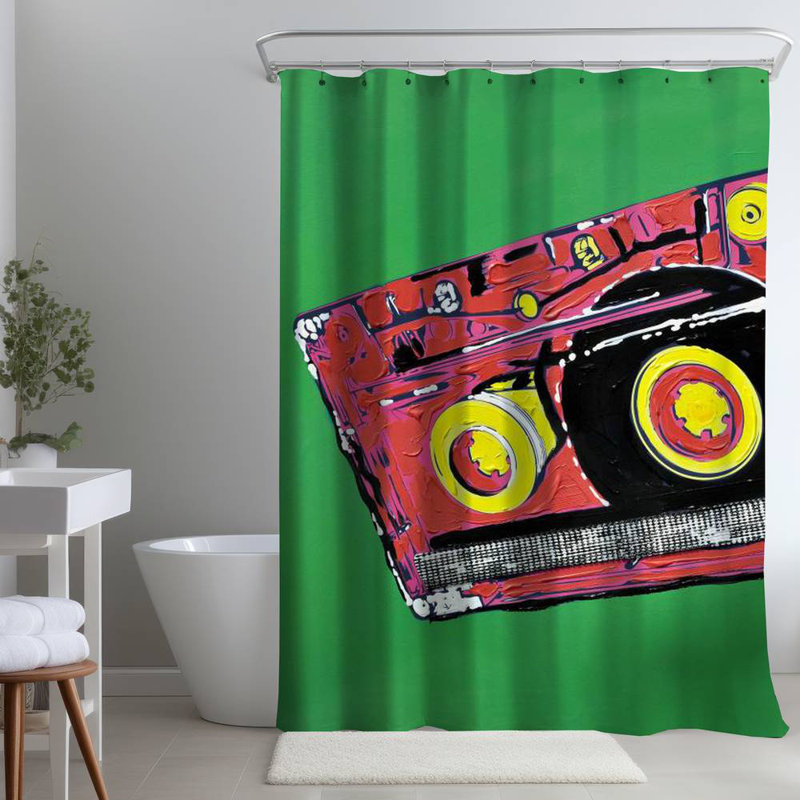 Shower Curtain MU5 – Polyester Shower Curtain, Dye Sublimation Print, 71" W × 74" L