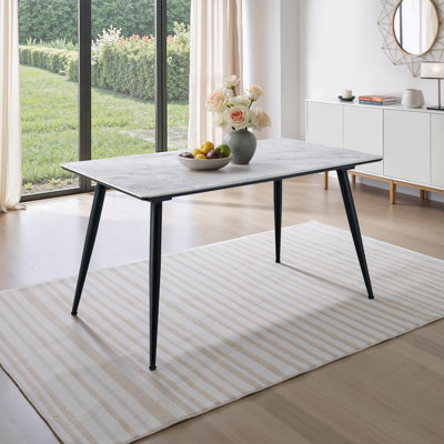 Table de salle à manger à plateau rectangulaire gris en céramique 55 pouces
