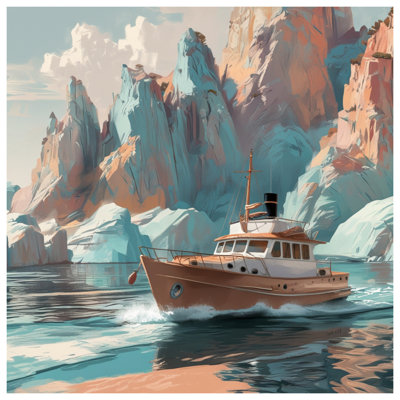 Boat In Scenic Fjord Comforter