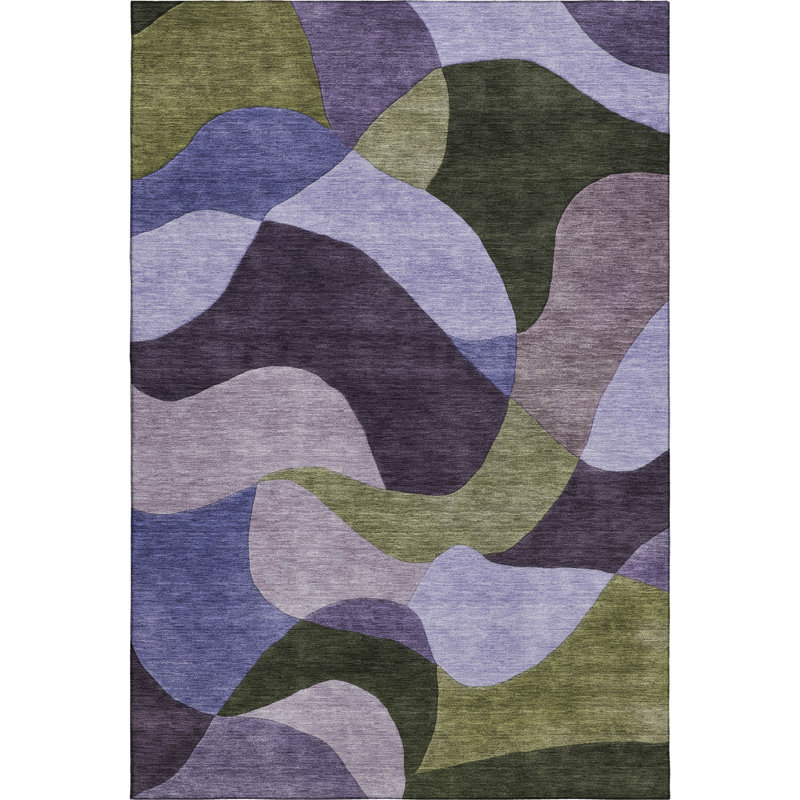 Premium Machine Washable Mayfield AMF2141 abstract Rug, 9' x 12', Purple