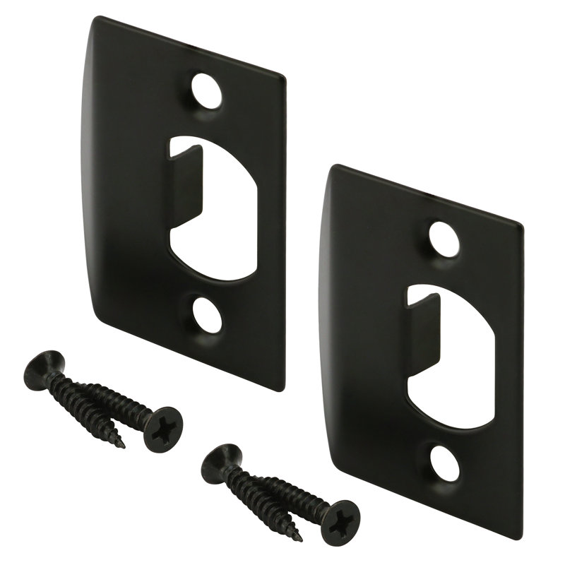 Prime-Line Latch Strike Plate, Matte Black Finish