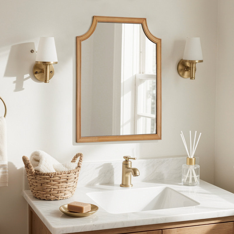 Miroir d'appoint mural, 20 po x 16 po, Bois naturel
