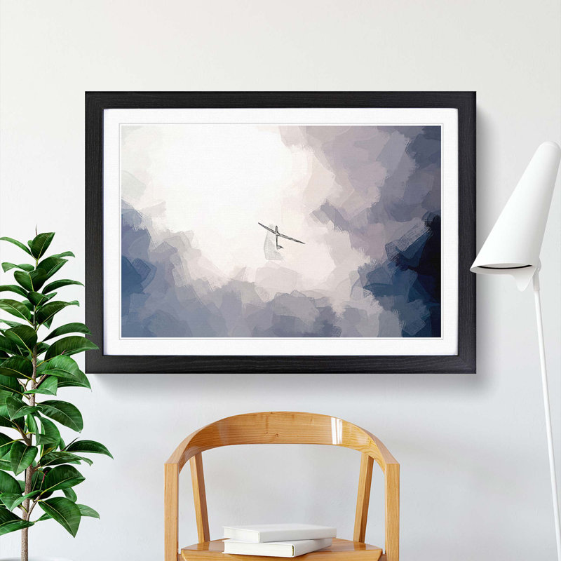 Air Glider in the Clouds in Abstract - Picture Frame Graphic Art Print, 36cm H x 48cm W x 2cm D, Black Framed