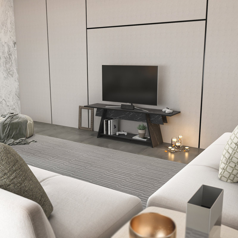 Birgitta TV Stand for TVs up to 65", Black Marble, 120cm W x 35cm D x 50cm H
