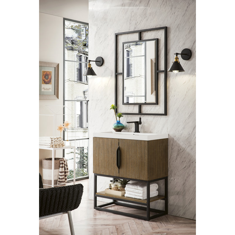 Columbia 31.5'' W Single Vanity, Latte Oak, Matte Black