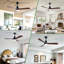 Ventilateur de plafond 52 po en bois avec télécommande lumineuse, intérieur / extérieur, 3 pales, noir, fer, 1 pièce