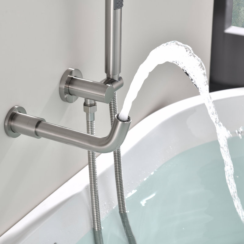 Robinet de baignoire autoportant en laiton avec douche à main