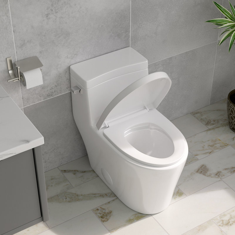 Toilette allongée une pièce à double chasse 1,1 / 1,6 GPF avec siège confortable et surface vitrée en céramique (siège à fermeture en douceur inclus)
