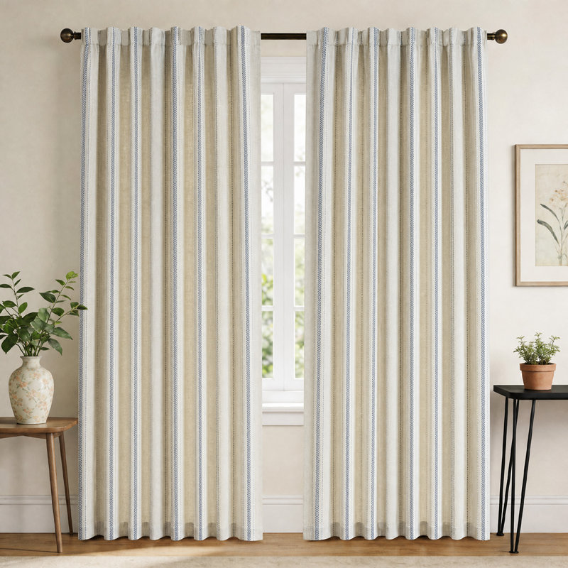 Mélange de lin à chevrons obscurcissant, L 52 po x L 96 po, Gray