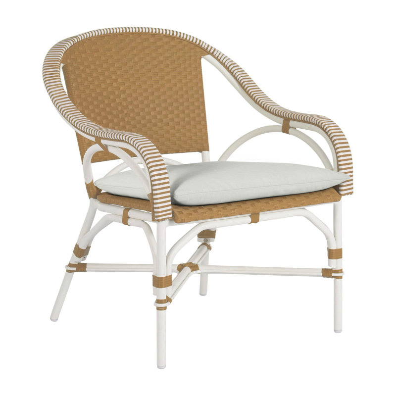 Savoy Patio Chair with Cushions, No Welt, Rollo Chambray, Chalk/White/Navy