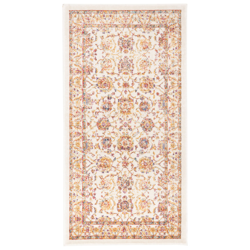 Tapis oriental en viscose blanc / brun Enlow Sevilla, Rectangle 2 pi 1 po x 4 pi