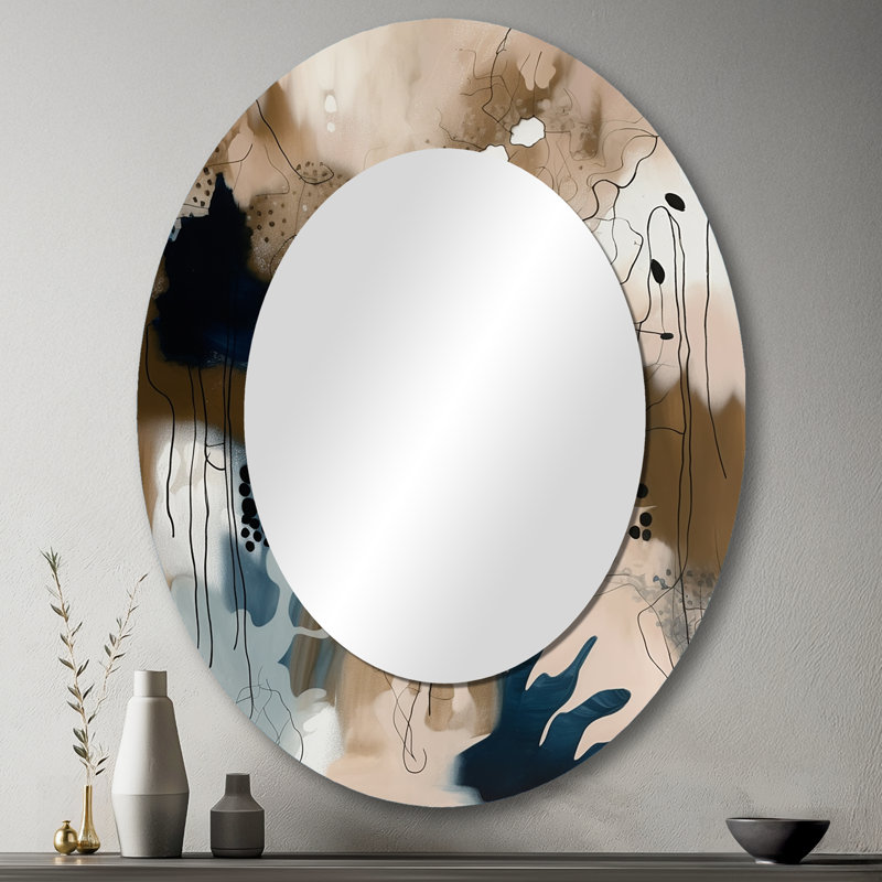 Miroir mural bleu moderne Blue Reflections II, 43 po x 33 po