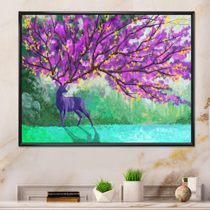 «Mystery Deer Emperor Fantastic», reproduction sur toile flottante, H 12 po x l 20 po x P 1 po, Cadre flottant noir